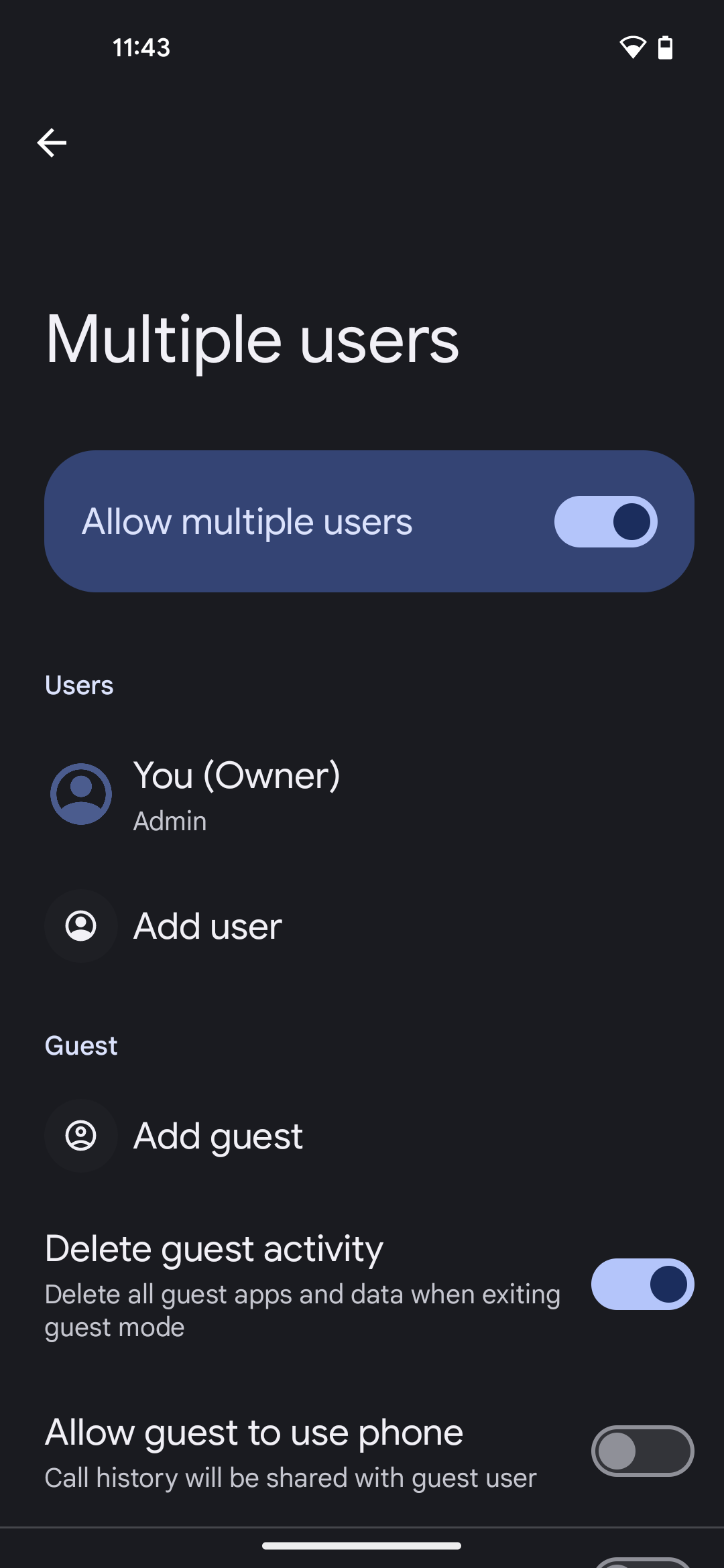 Screenshot 6 - multiple users menu