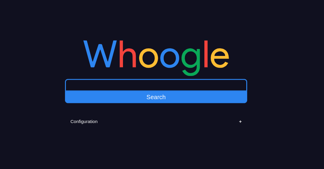 Whoogle main page