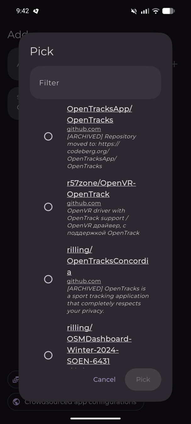 Obtainium Pick source
