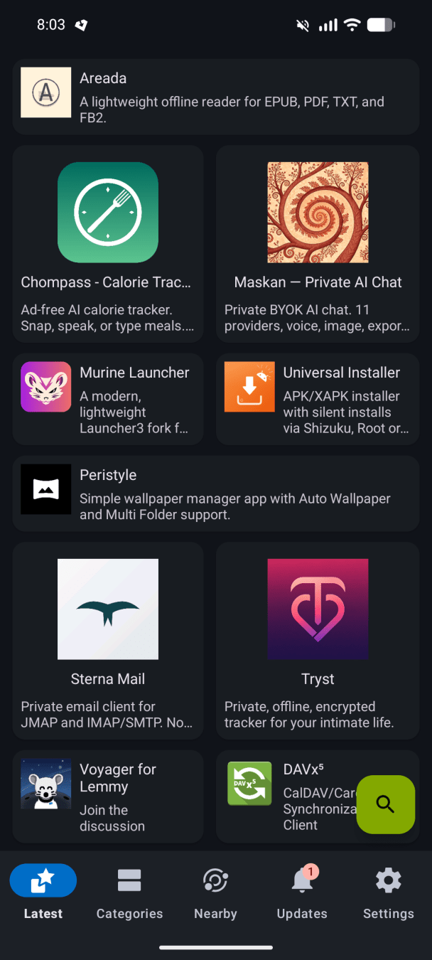 F-Droid's main page