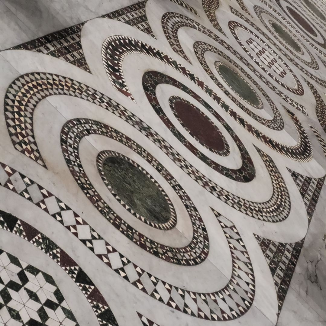 a church pavement in cosmatesque style
