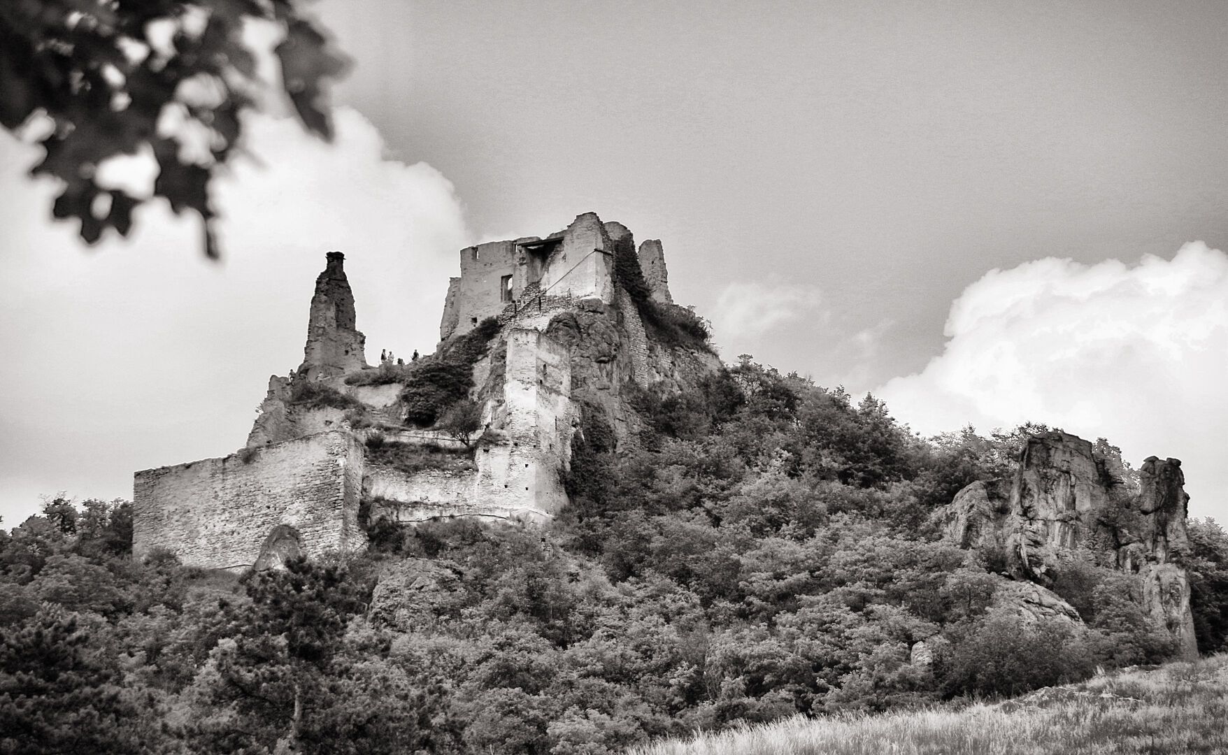 Dürnstein Castle ruins in the Wachau, Austria. 

The castle is famous because the English King Richard the Lionheart, who was returning from the Third Crusade, was held here in knightly custody from 1192 to 1193.

#blackandwhite #photography #monochrome #ruins #castle