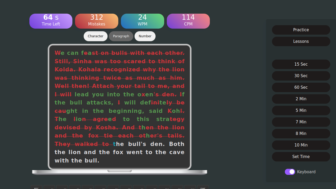 Rage type with many mistakes